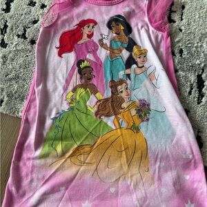 Disney Girls Pink Princess Nightgown with Multicolor Princesses